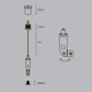 Подвесной комплект Радиусный профиль ALM-3535R-P-4M